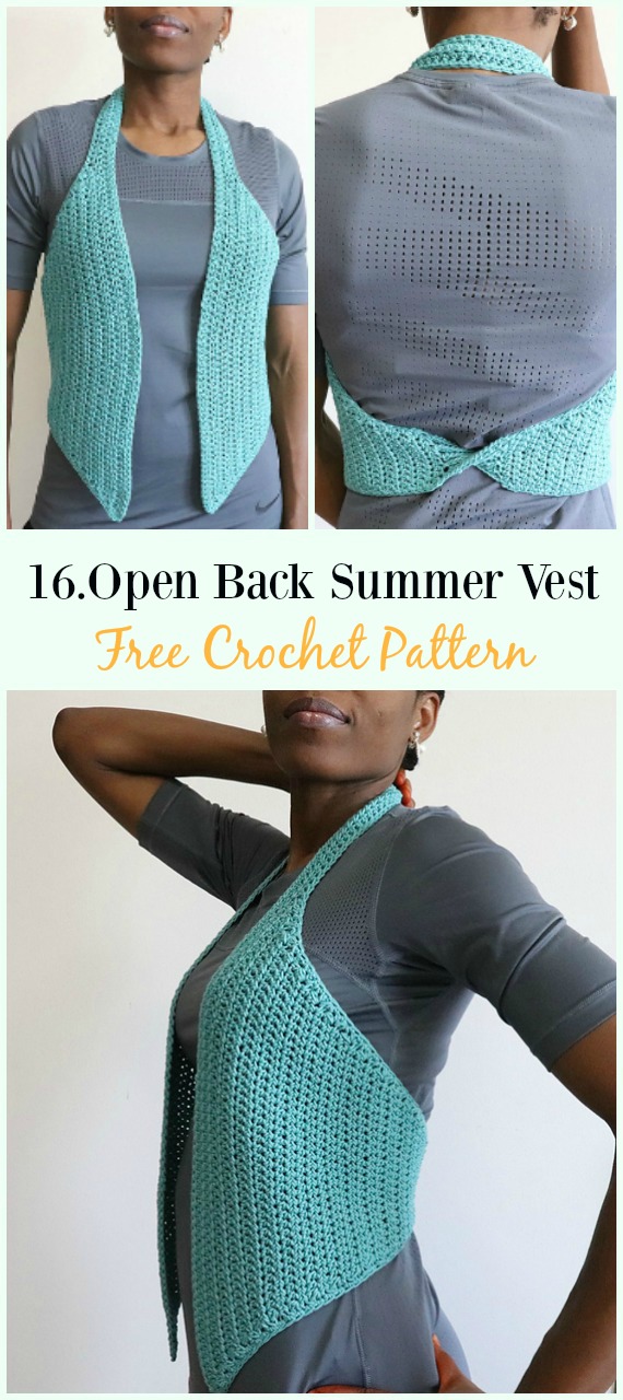 Crochet Open Back Summer Vest Free Pattern - #Crochet; Women #Vest; Free Patterns