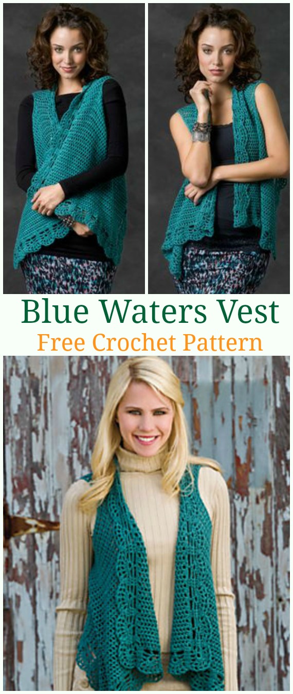 Blue Waters Vest Crochet Free Pattern - #Crochet; Women #Vest; Free Patterns