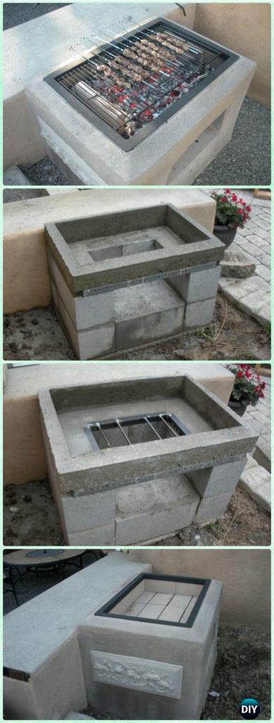 DIY Open Concrete Grill Instruction - DIY Backyard Grill Projects