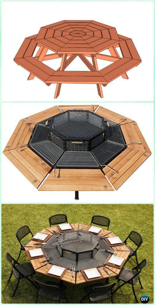 DIY Jag Style Octagon Grill Picnic Table Instruction - DIY Backyard Grill Projects