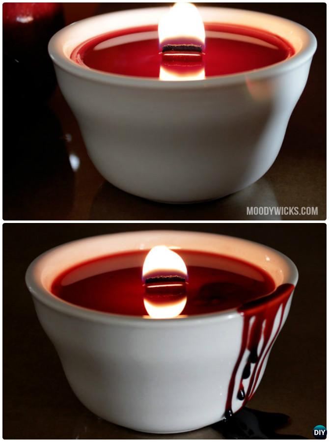 DIY Halloween Bloody Candle Bowl Craft Projects 