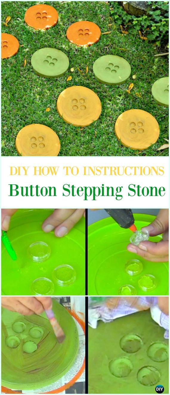 DIY Button Stepping Stone Instruction- DIY Cake Pan Stepping Stones #Garden Path Projects