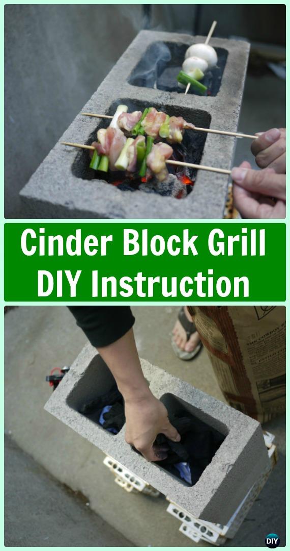 DIY Cinder Block Grill Instruction - DIY Camp Grill Projects 