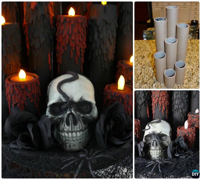 DIY Halloween Cardboard Tube Blood Candle Craft Projects with Instruction