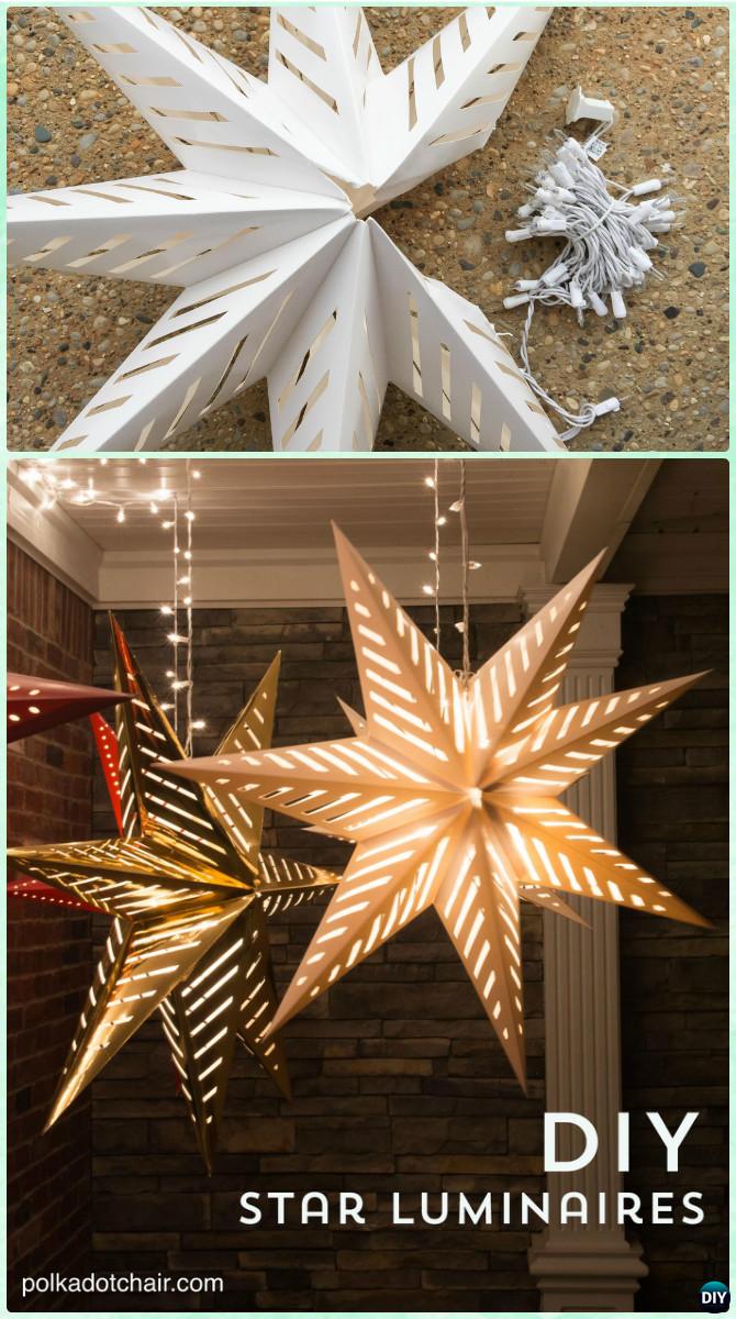 DIY Hanging Star Luminary Christmas Lights Instruction -DIY Christmas Lights Ideas Crafts