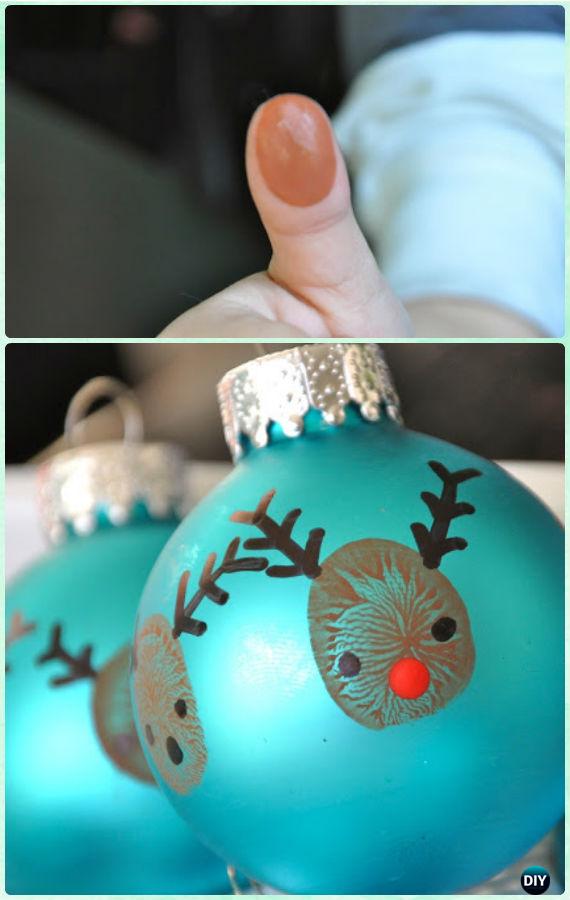 DIY Finger Print Reindeer Ornament Instruction-DIY Christmas Ornament Craft Ideas For Kids 