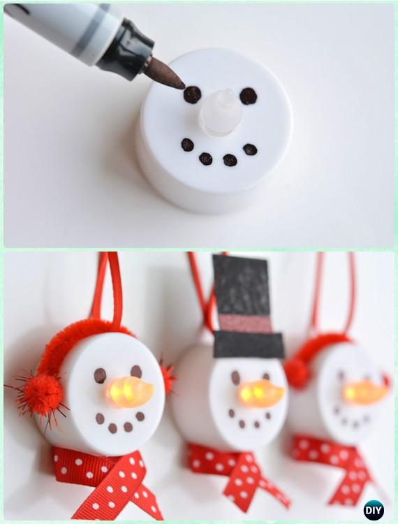 DIY Tealight Snowman Ornament Instruction-DIY Christmas Ornament Craft Ideas For Kids 