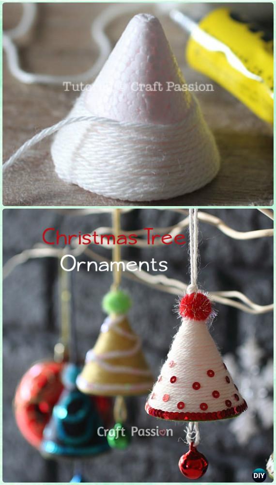 DIY Cone Yarn Christmas Tree Ornament Instruction-DIY Christmas Ornament Craft Ideas For Kids 