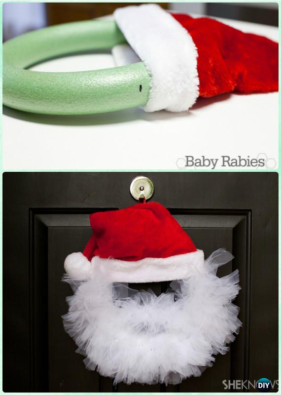 DIY Santa Tulle Wreath Instructions- Christmas Wreath Craft Ideas Holiday Decoration