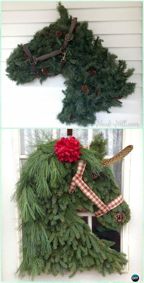 DIY Horse Head Wreath Instructions- Christmas Wreath Craft Ideas Holiday Decoration