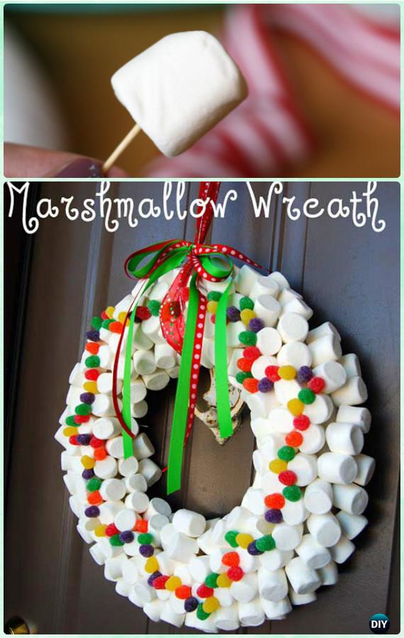 DIY Marshmallow Wreath Instructions- Christmas Wreath Craft Ideas Holiday Decoration