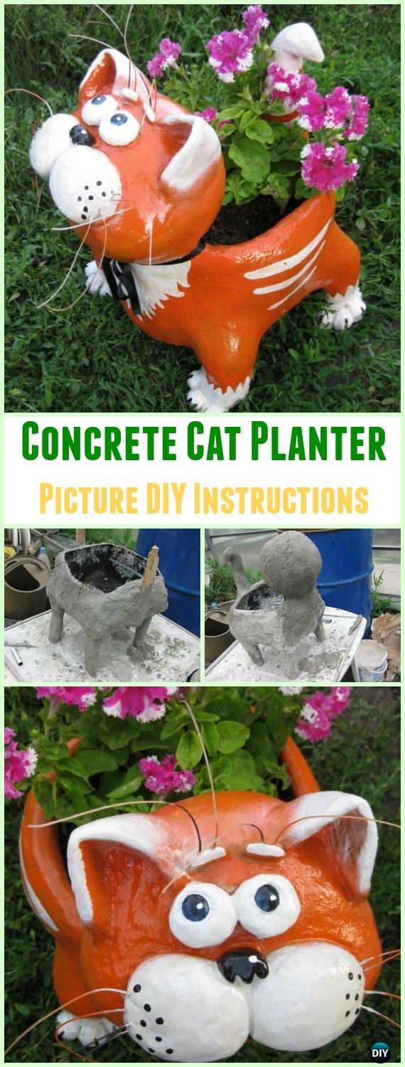 DIYConcrete Cat Planter Instructions- DIY Concrete Planter Ideas #Gardening