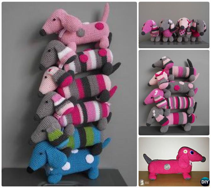 DIY Amigurumi Dachshund Dog Toy Free Pattern --Crochet Amigurumi Puppy Dog Stuffed Toy Patterns 