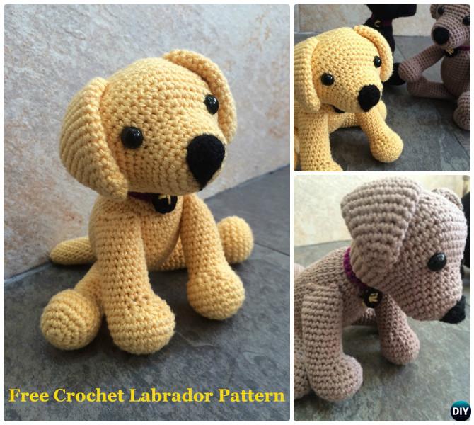 DIY Crochet Labrador Dog Toy Free Pattern--Crochet Amigurumi Puppy Dog Stuffed Toy Patterns 