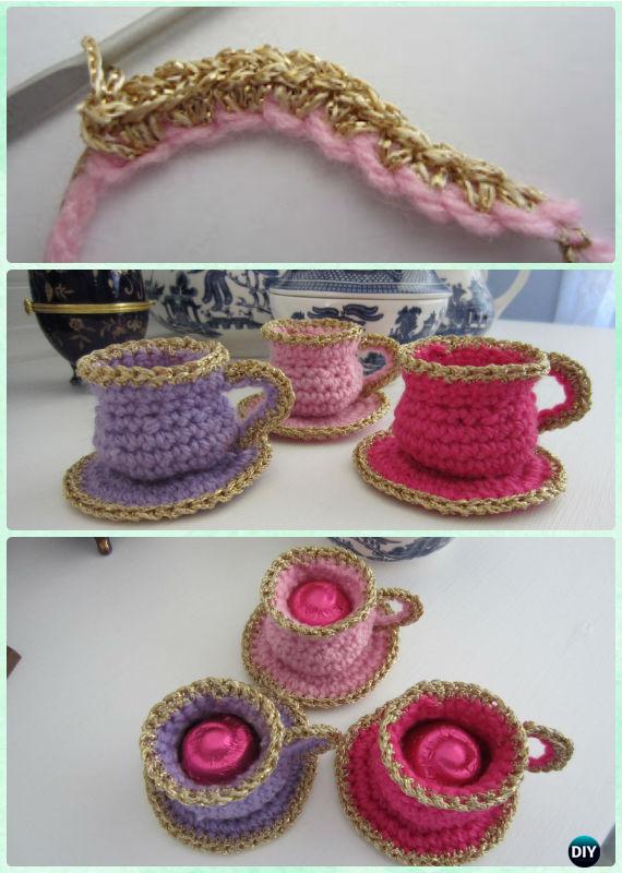 DIY Crochet Tea Cup Christmas Ornament Free Pattern - Crochet Christmas Ornament Free Patterns
