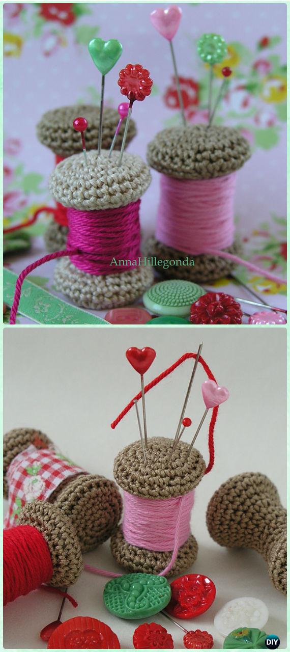 Crochet Yarn Spool Pincushion Free Pattern - DIY Gift Ideas for Crocheters