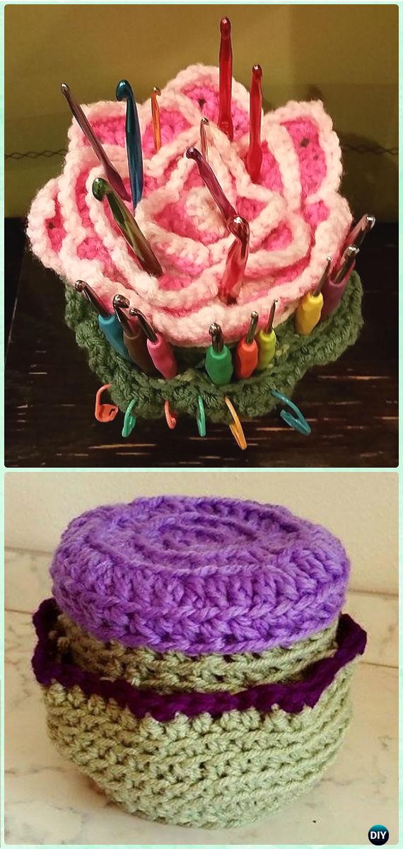 Crochet Rose hook Holder Free Pattern - DIY Gift Ideas for Crocheters