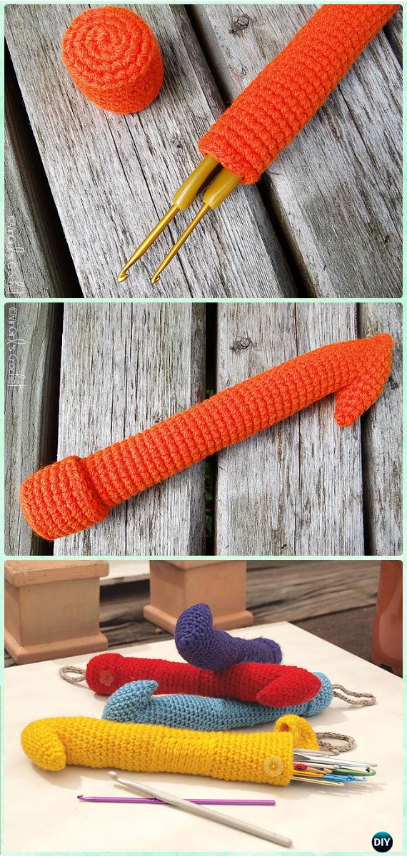 Crochet Hook Shaped Hook Case Free Pattern - DIY Gift Ideas for Crocheters