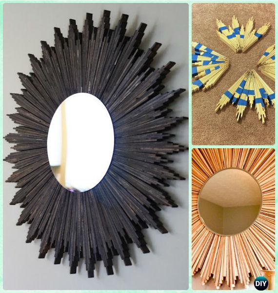 DIY Wood Starburst Mirror Frame Instruction -DIY Decorative Mirror Frame Ideas and Projects