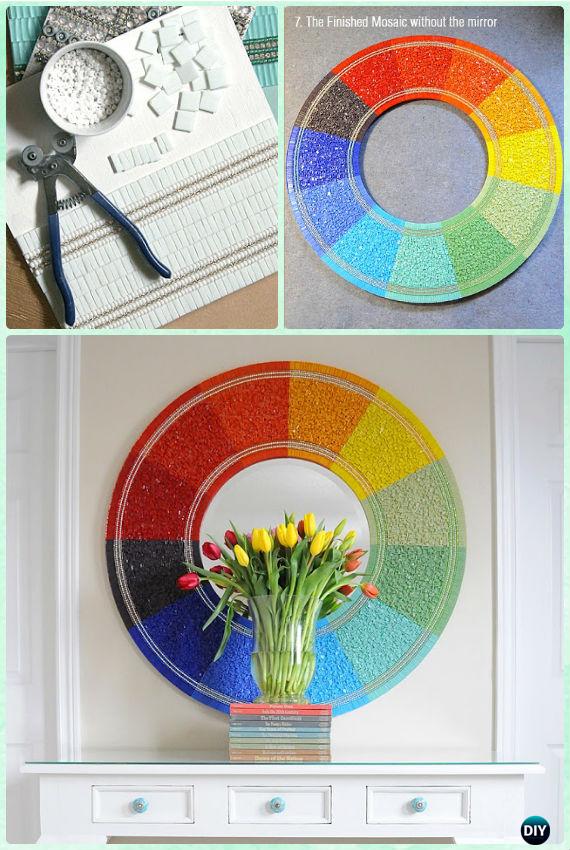 DIY Color Wheel Mosaic Mirror Instruction -DIY Decorative Mirror Frame Ideas and Projects