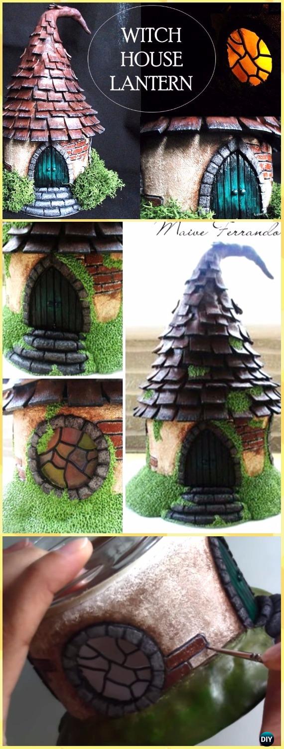 DIY Polymer Clay Mason Jar Witch House Lantern Tutorial Vdieo - DIY Fairy Light Projects & Instructions