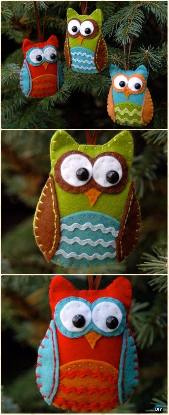 DIY Felt Owl Ornament Instructions - DIY Felt Christmas Ornament Craft Projects [Picture Instructions]