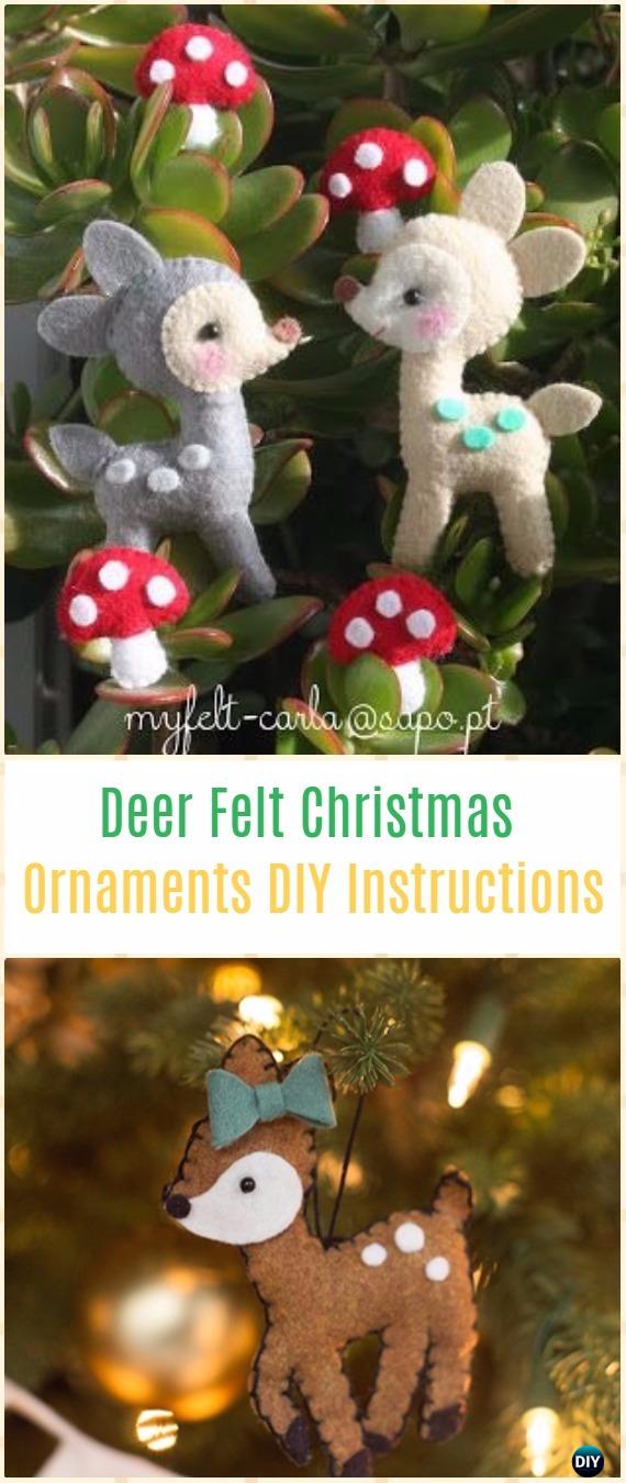 DIY Deer Felt Christmas Ornaments Instructions - DIY Felt Christmas Ornament Craft Projects [Picture Instructions]