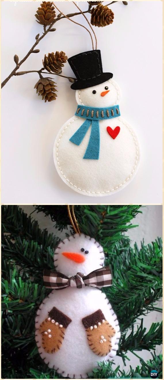 DIY Felt Snowman Ornament Instructions - DIY Felt Christmas Ornament Craft Projects [Picture Instructions]