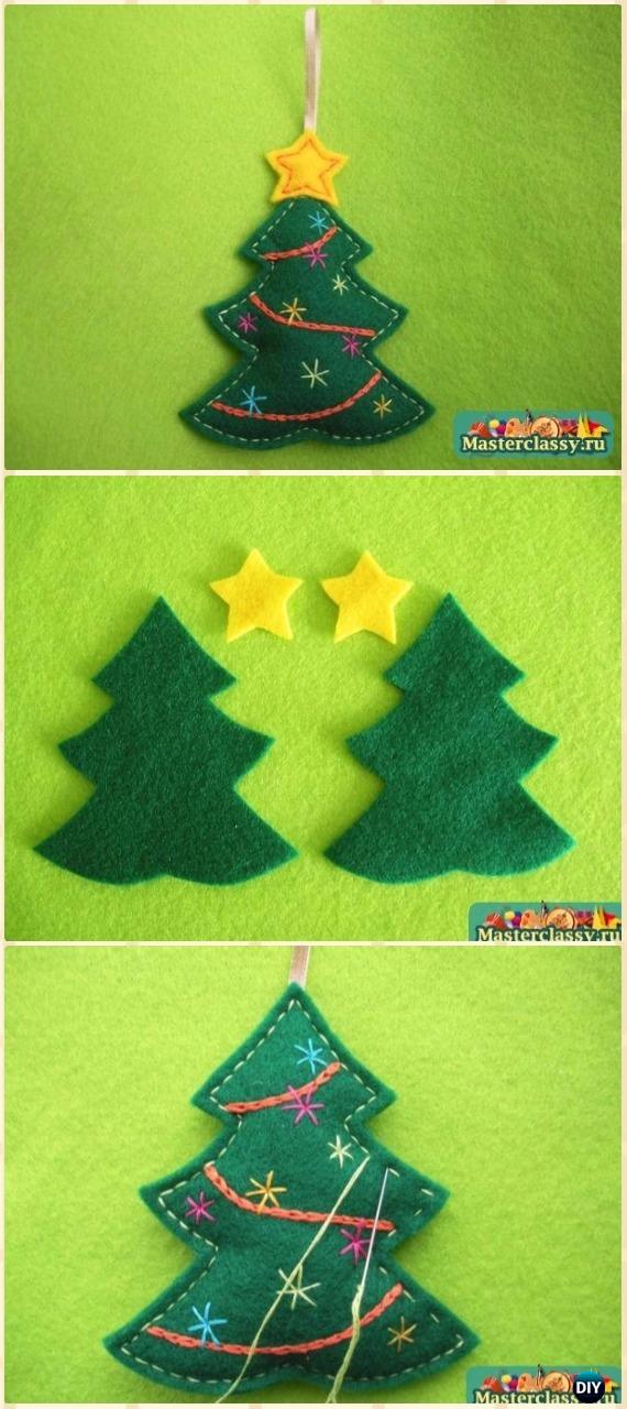 DIY Felt Christmas Tree Ornament Instructions - DIY Felt Christmas Ornament Craft Projects [Picture Instructions]