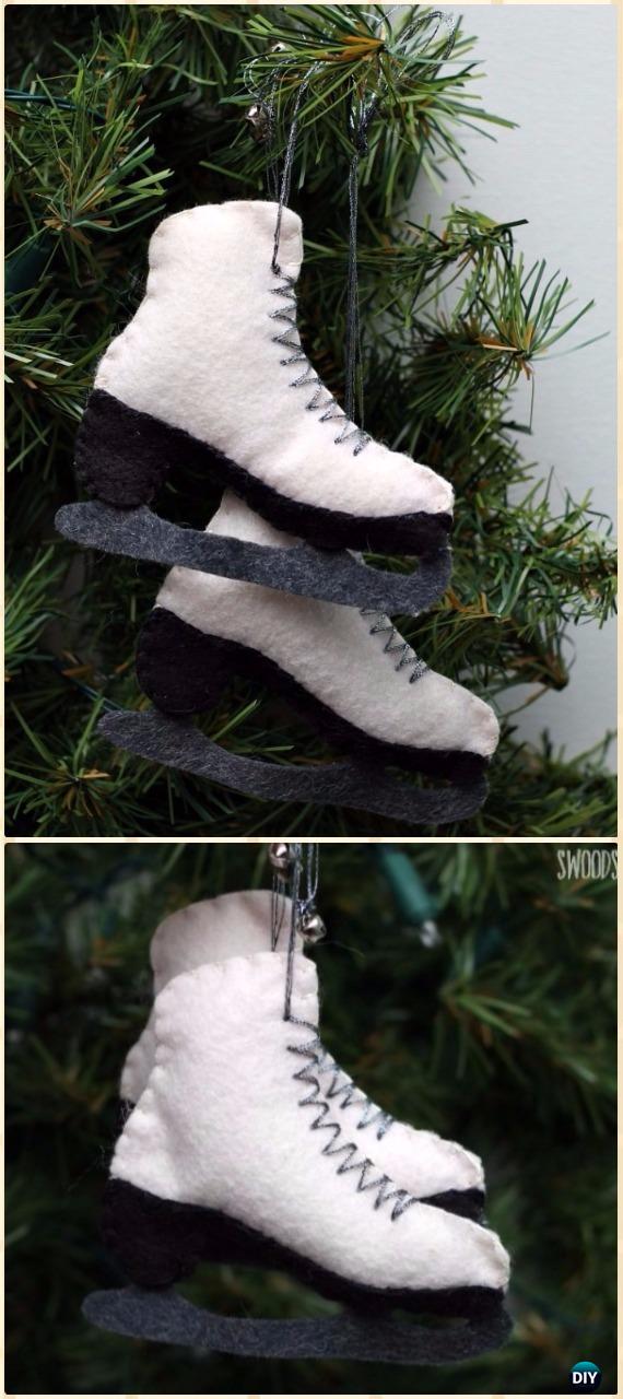 DIY Felt Ice Skate Ornament Instructions - DIY Felt Christmas Ornament Craft Projects [Picture Instructions]