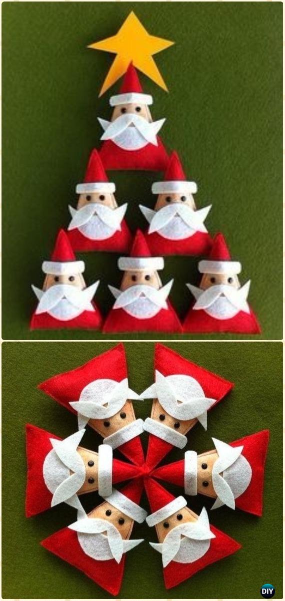 DIY Felt Santa Ornament Instructions - DIY Felt Christmas Ornament Craft Projects [Picture Instructions]
