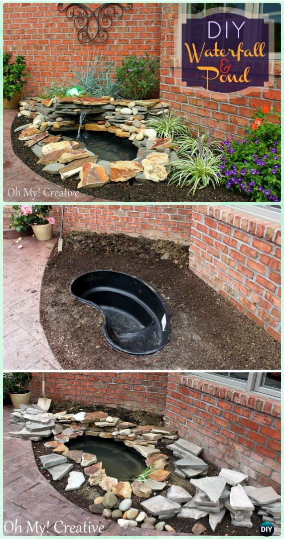 DIY Waterfall & Pond Landscape Water Feature Instruction - DIY Fountain Landscaping Ideas & Projects