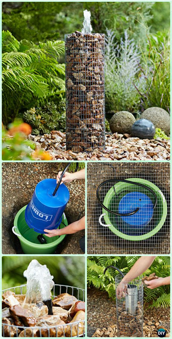 DIY Cage Wire Rock Fountain Instruction - DIY Fountain Landscaping Ideas & Projects