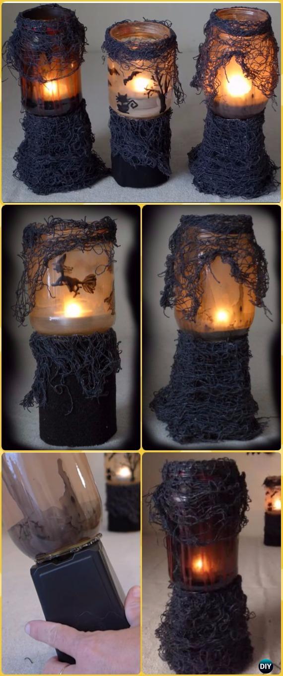 DIY Haunted Halloween Lanterns Tutorial- DIY Halloween Mason Jar Craft Ideas Projects