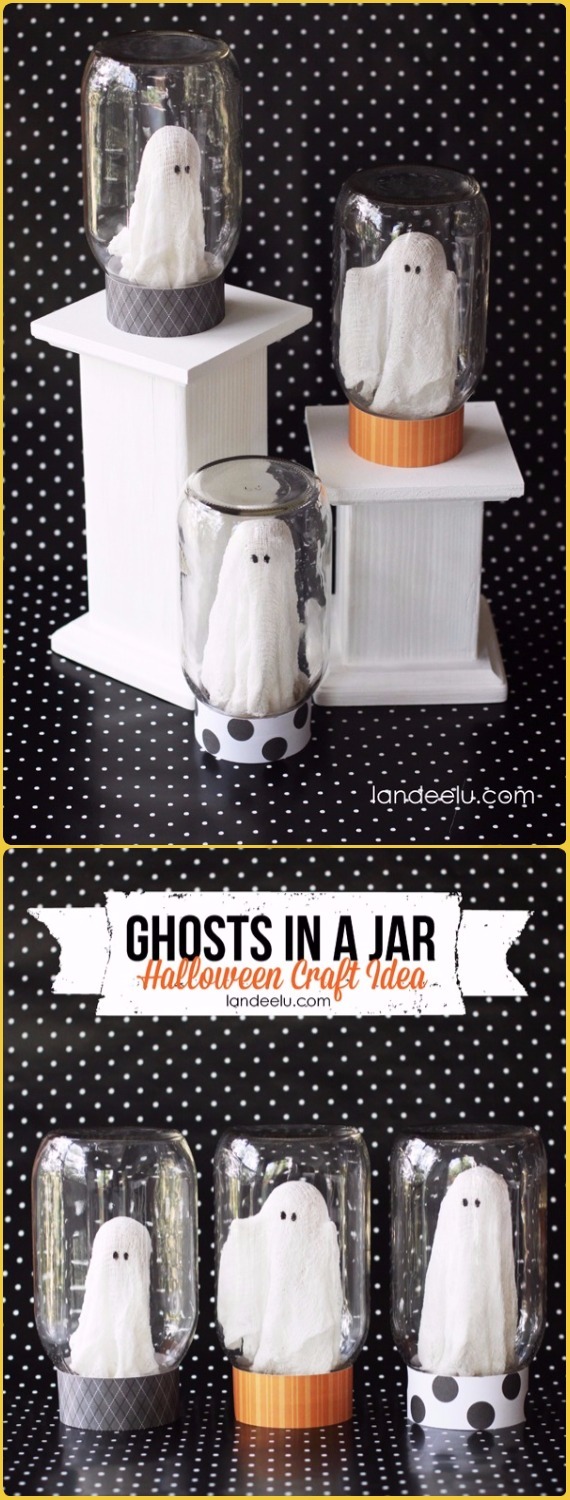 DIY Halloween Ghost In A Jar Tutorial - DIY Halloween Mason Jar Craft Ideas Projects