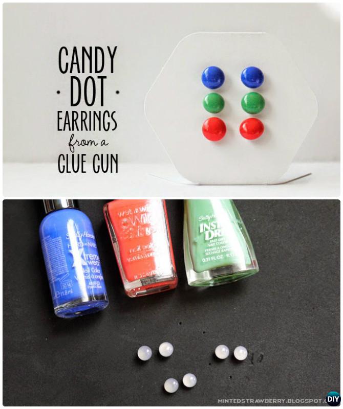 DIY Hot Glue Candy Dot Earrings Instruction-DIY Hot Glue Gun Crafts Ideas 