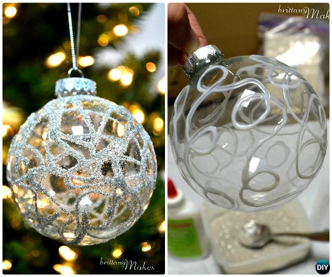 DIY German Glass Glitter Christmas Ornament Instruction-Hot Glue Gun Crafts Ideas 