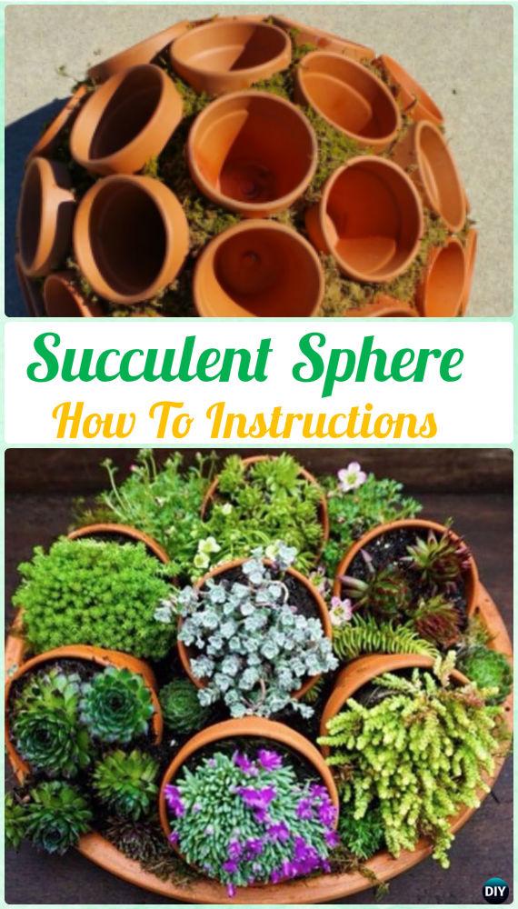 DIY Flower Clay Pot Succulent Sphere Instruction- DIY Indoor Succulent Garden Ideas Projects