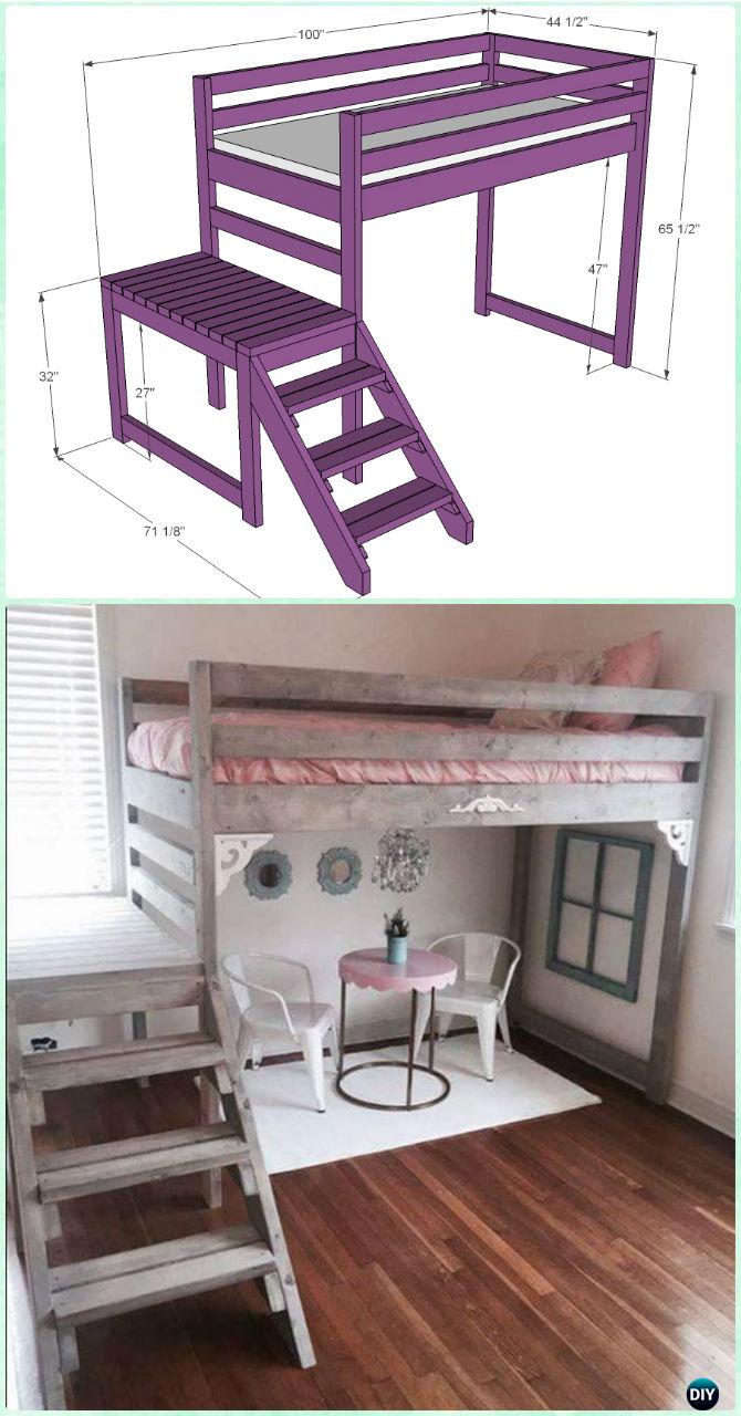 DIY Camp Loft Bed with Stair Instructions-DIY Kids Bunk Bed Free Plans