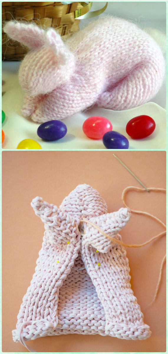 DIY Knit Bunny From A Square Free Pattern