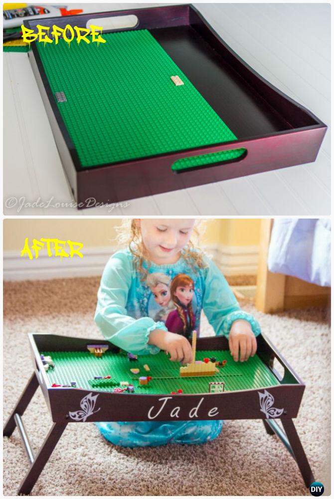 DIY Lego Tray Play Station Instruction-DIY Lego Table Project Ideas for Kids 