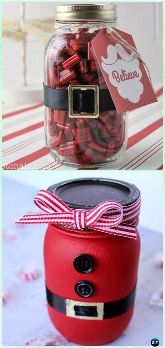 DIY Santa Mason Jar Gifts Instructions - DIY Mason Jar Christmas Gift Wrapping Ideas