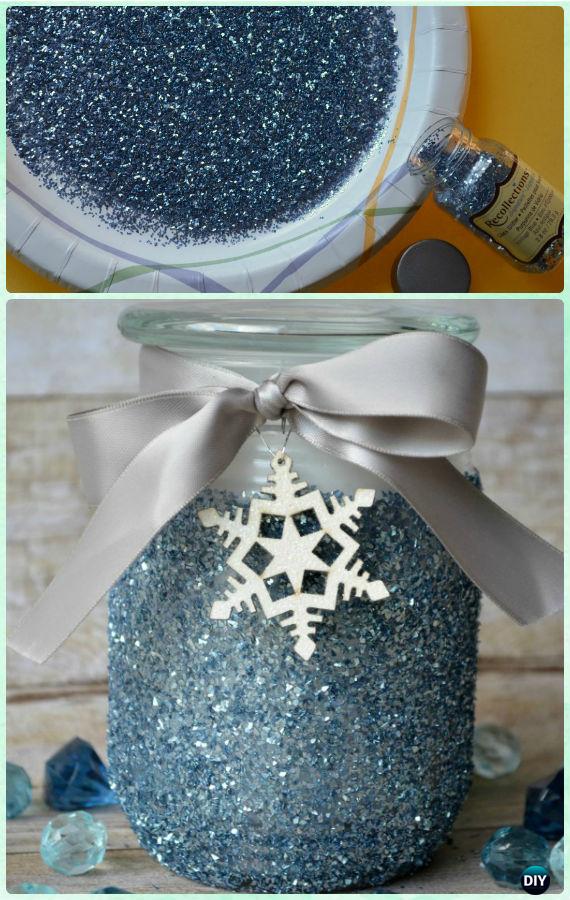 DIY Glitter Mason Jar Instructions - DIY Mason Jar Christmas Gift Wrapping Ideas
