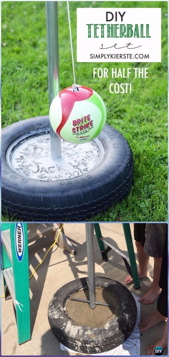 DIY Tire Tetherball Set Instructions - DIY Old Tire Furniture Ideas