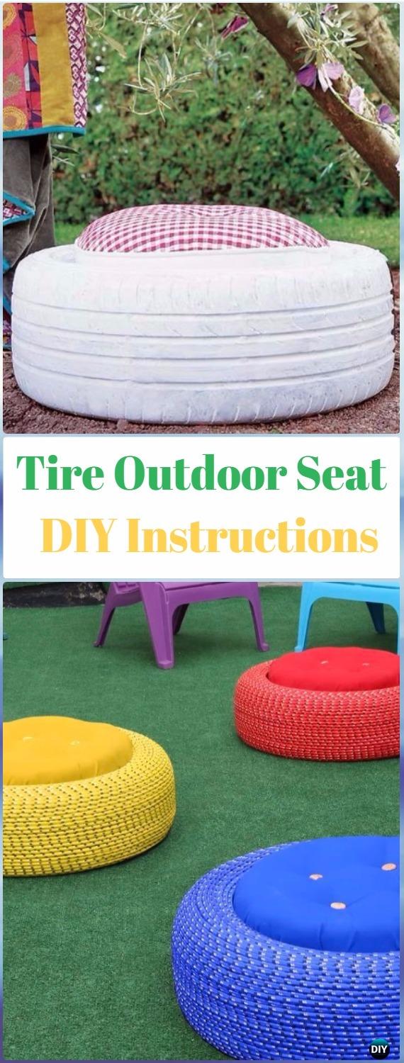 DIY Tire Outdoor Seats Instructions - DIY Old Tire Furniture Ideas&Tutorials