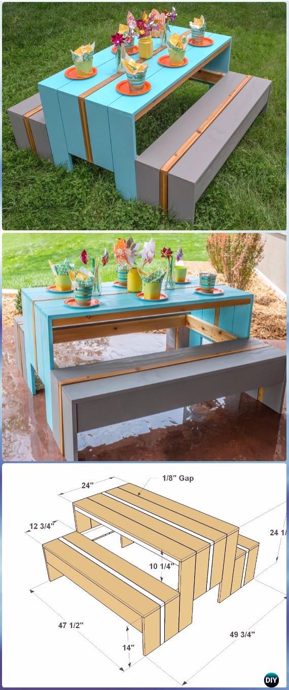 DIY Kids' Picnic Table Instructions - DIY Outdoor Table Ideas & Projects Free Plans