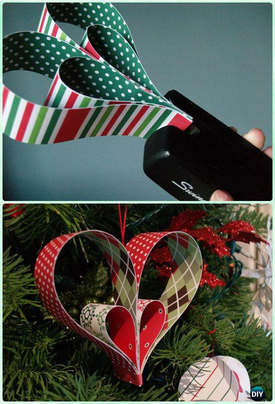 DIY Paper Heart Ornament Instruction- DIY Paper Christmas Tree Ornament Craft Ideas