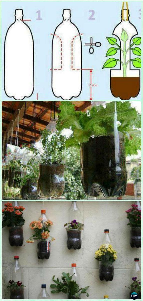 DIY Hanging Plastic Bottle Planter Garden Instructions - DIY Plastic Bottle Garden Projects & Ideas 