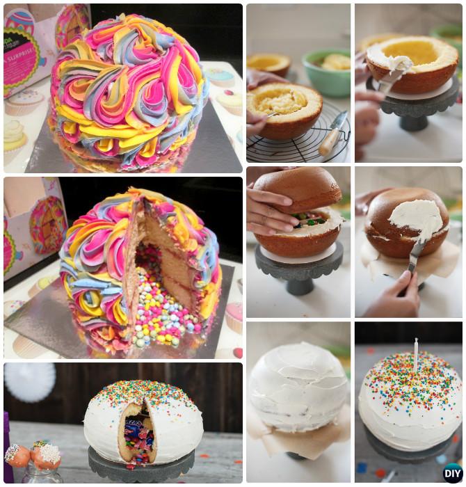 Rainbow Pinata Cake Instructions- DIY Rainbow Cake Recipes