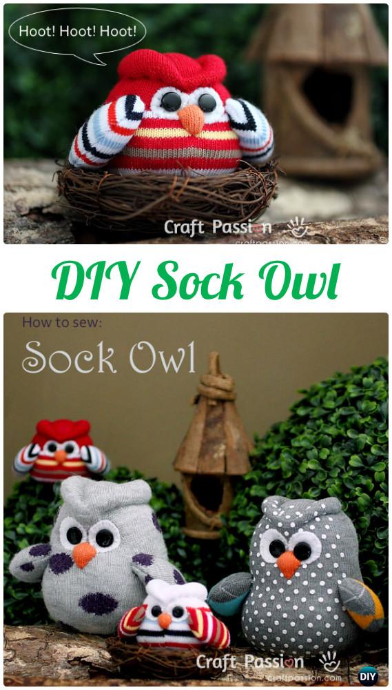 DIY Sock Owl Pillow Instructions-DIY Sew Owl Craft Projects